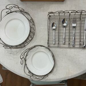 Elegant Silver Plate and Cutlery Holder Set